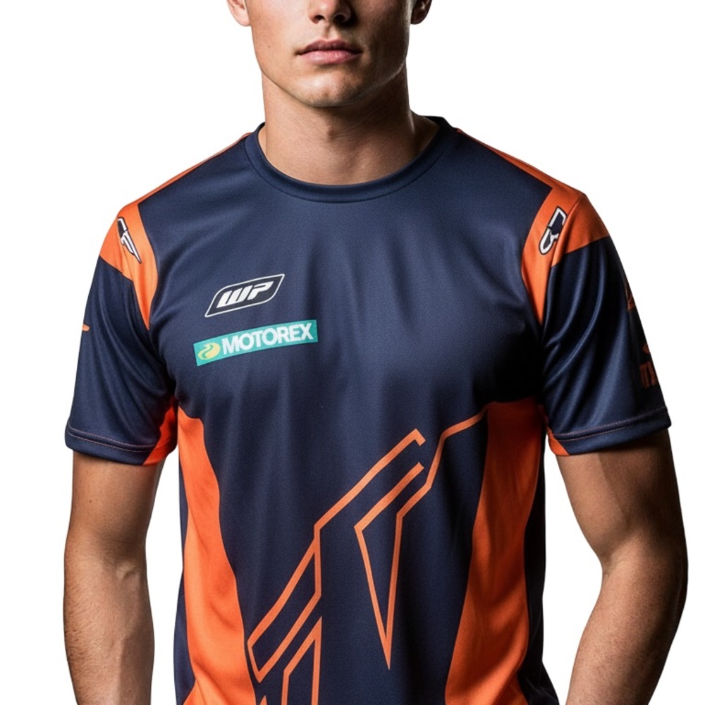 Men's Navy and Orange Graphic Tee